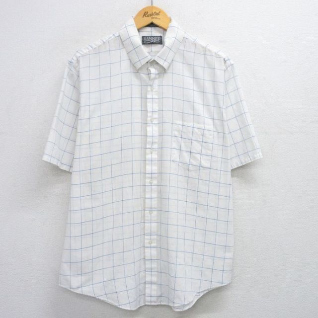 XL★古着 半袖 シャツ メンズ 90年代 90s ボタンダウン 白他 ホワイト チェック 25jul17 中古 トップス