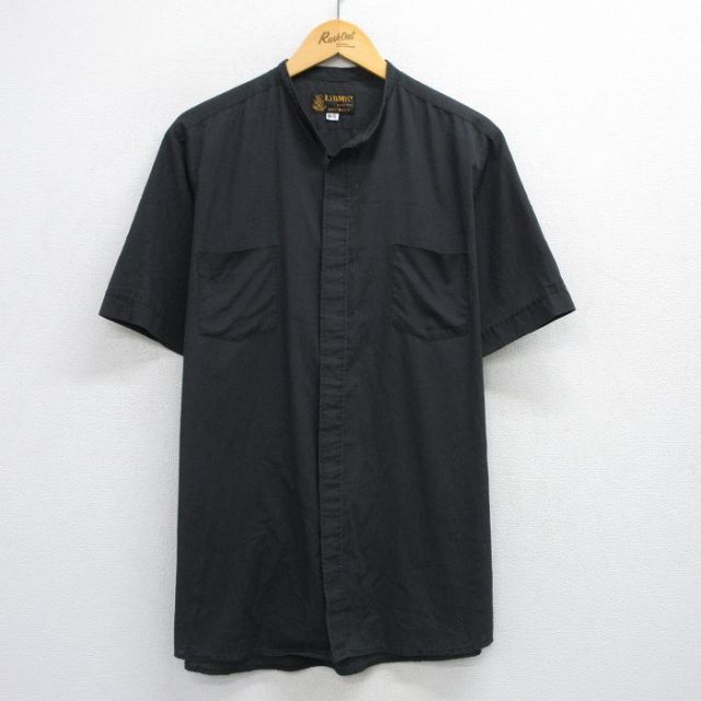 【50%OFF】XL★古着 半袖 シャツ メンズ 80年代 80s USA製 黒 ブラック 25jul17 中古 トップス