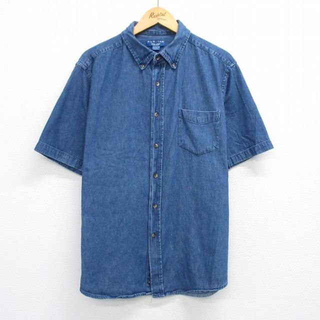 【50%OFF】ピューリタン 半袖シャツ ネイビー XL | 古着