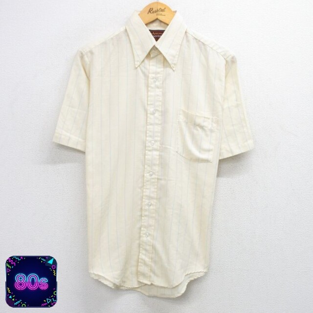 【50%OFF】80s 半袖シャツ ストライプ イエロー M | 古着