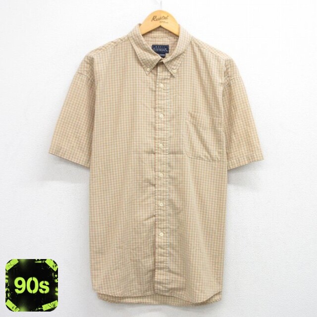 ベーシックエディションズ 90s 半袖シャツ チェック オレンジ XL | 古着