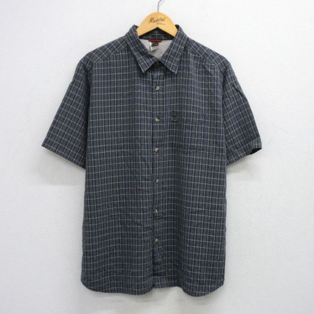 L★古着 ノースフェイス THE NORTH FACE 半袖 シャツ メンズ 紺他 ネイビー チェック 25jul30 中古 トップス
