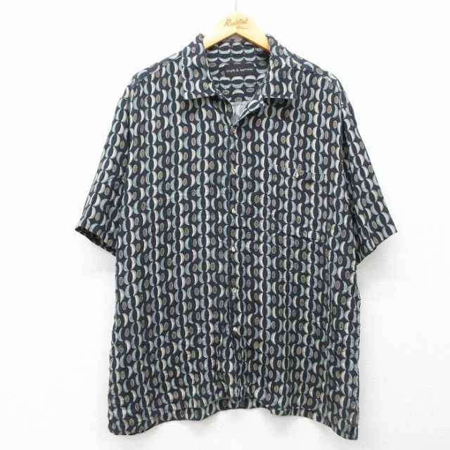 半袖シャツ 総柄 ブラック XL | 古着