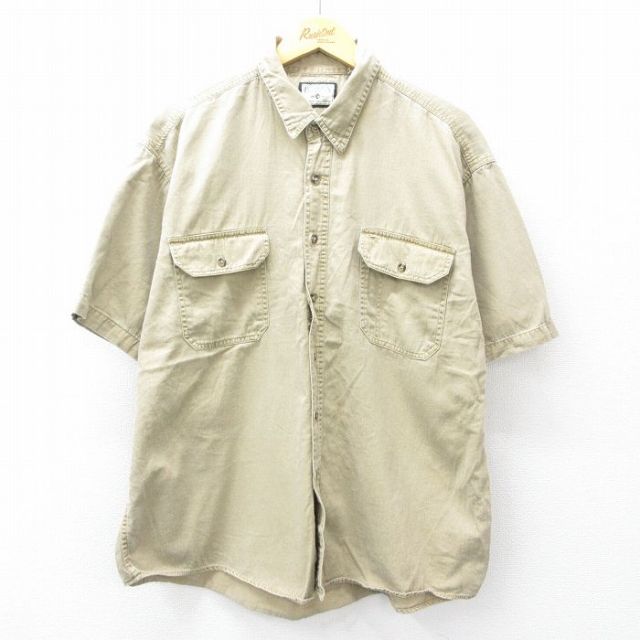 【50%OFF】XL★古着 ビューグルボーイ 半袖 シャツ メンズ 00年代 00s 大きいサイズ コットン ベージュ カーキ 25aug06 中古 トップス