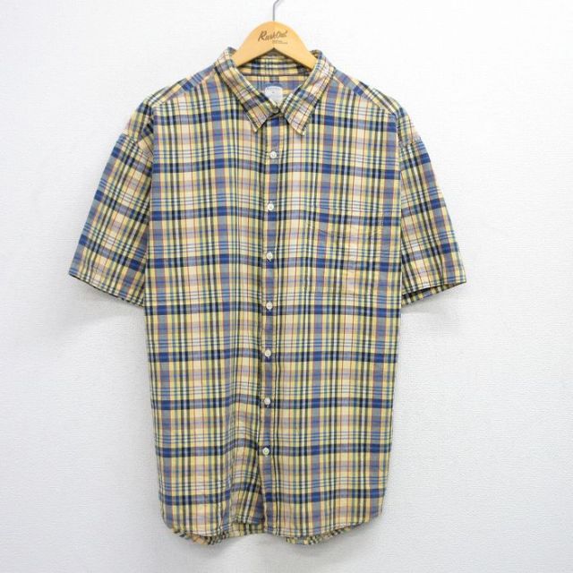 【50%OFF】オールドネイビー 半袖シャツ チェック イエロー XL | 古着