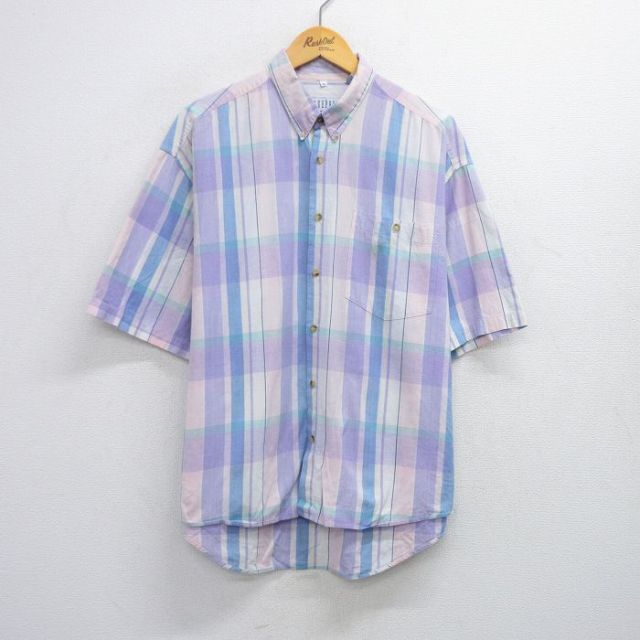 【50%OFF】半袖シャツ チェック パープル XL | 古着