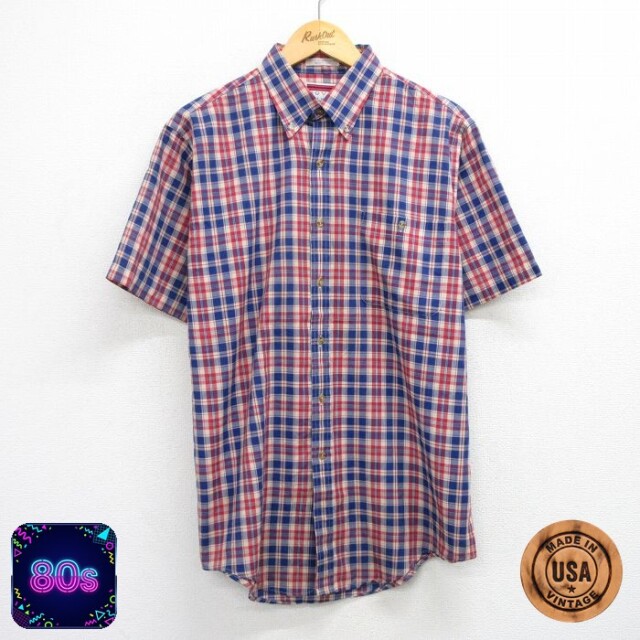 【50%OFF】アロー 80s 半袖シャツ チェック ネイビー XL | 古着