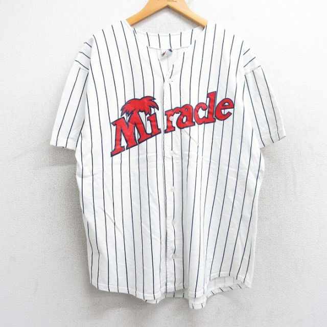 古着通販 L☆古着 半袖 ベースボール シャツ メンズ 80年代 80s
