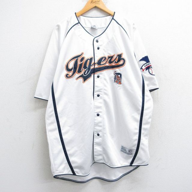 XL★古着 半袖 ベースボール シャツ メンズ MLB デトロイトタイガース ラグラン 大きいサイズ ロング丈 白 ホワイト メジャーリーグ 野球 【spe】 25aug13 中古 トップス