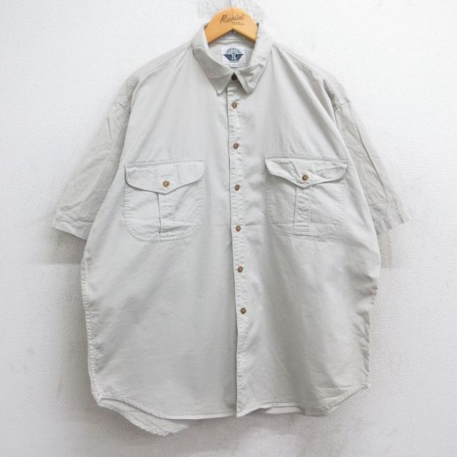 XL★古着 ドッカーズ 半袖 シャツ メンズ 90年代 90s ワンポイントロゴ 大きいサイズ コットン 薄ベージュ カーキ 25aug13 中古 トップス