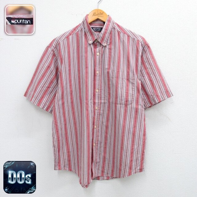 【50%OFF】ピューリタン 00s 半袖シャツ ストライプ レッド L | 古着