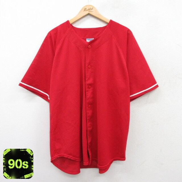 チョークライン 90s 半袖ベースボールシャツ ラグラン レッド XL | 古着