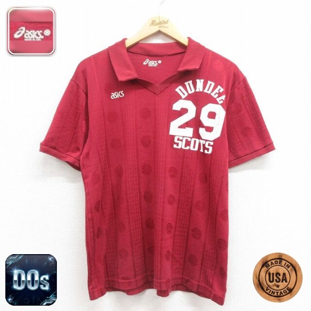 アシックス 00s 半袖Tシャツ DUNDEE バーガンディ S | 古着