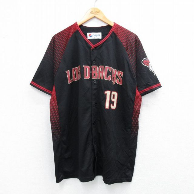 【50%OFF】XL★古着 半袖 ベースボール シャツ メンズ MLB アリゾナダイヤモンドバックス 19 ラグラン PEPSI 黒他 ブラック メジャーリーグ 野球 25aug23 中古 トップス