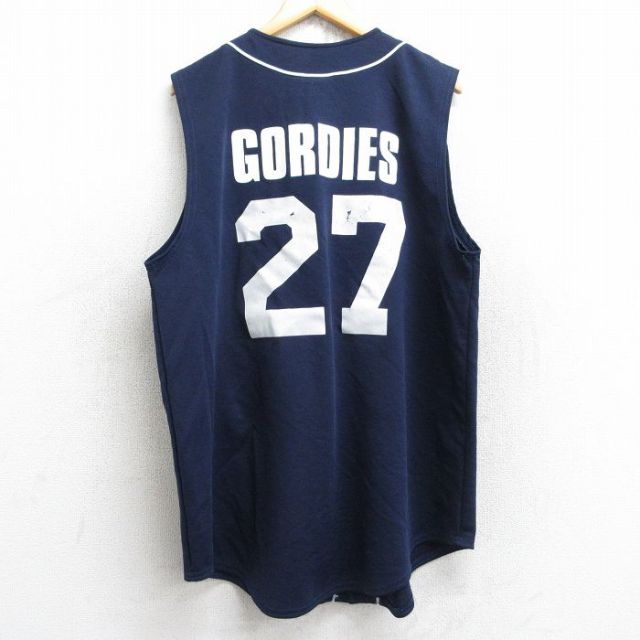 【50%OFF】XL★古着 ノースリーブ ベースボール シャツ メンズ 90年代 90s CNB GORDIES 27 ロング丈 USA製 紺 ネイビー 25aug29 中古 トップス