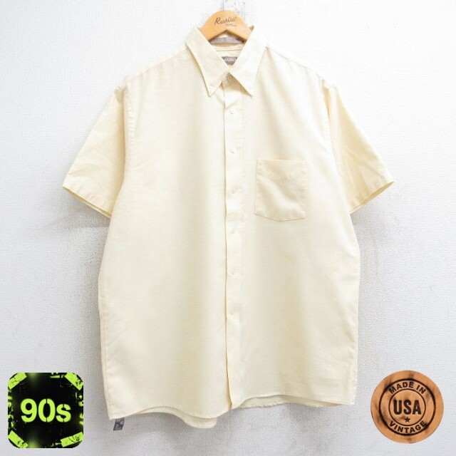 【50%OFF】バンヒューセン 90s 半袖シャツ オックスフォード イエロー XL | 古着