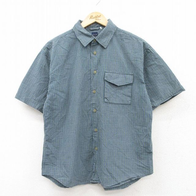 【20%OFF】M★古着 ギャップ GAP 半袖 シャツ メンズ 00年代 00s 緑他 グリーン チェック 25sep01 中古 トップス