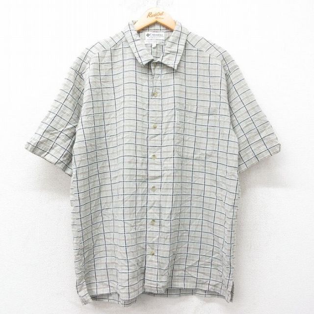 コロンビア 00s 半袖シャツ シアサッカー グレーチェック XL | 古着
