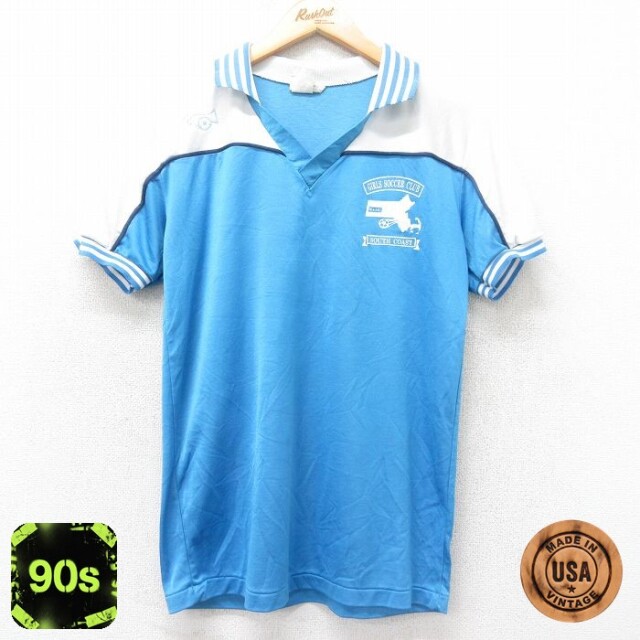 90s 半袖サッカーシャツ SOUTH COAST ライトブルー S | 古着