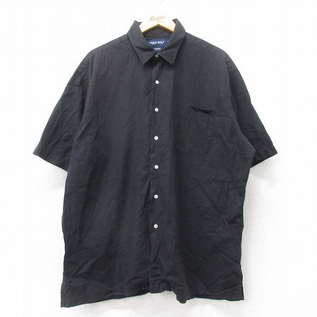 XL★古着 ラルフローレン Ralph Lauren ポロゴルフ 半袖 ブランド シャツ メンズ 90年代 90s CHAMBERS 大きいサイズ コットン 黒 ブラック 【spe】 25sep02 中古 トップス