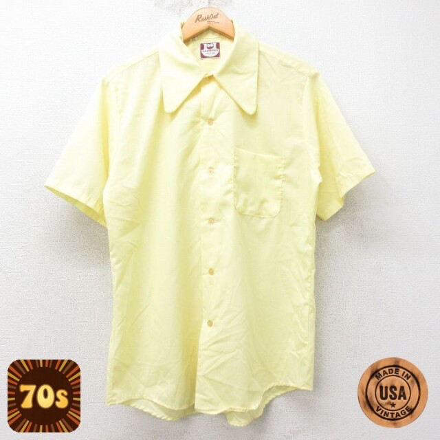 【50%OFF】70s 半袖シャツ イエロー M | 古着