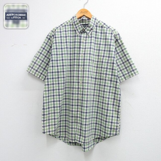 【20%OFF】アバクロンビー 半袖シャツ グリーンチェック メンズXL相当 | 古着