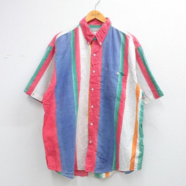 00s 半袖シャツ ボタンダウン レッド メンズXL相当 | 古着