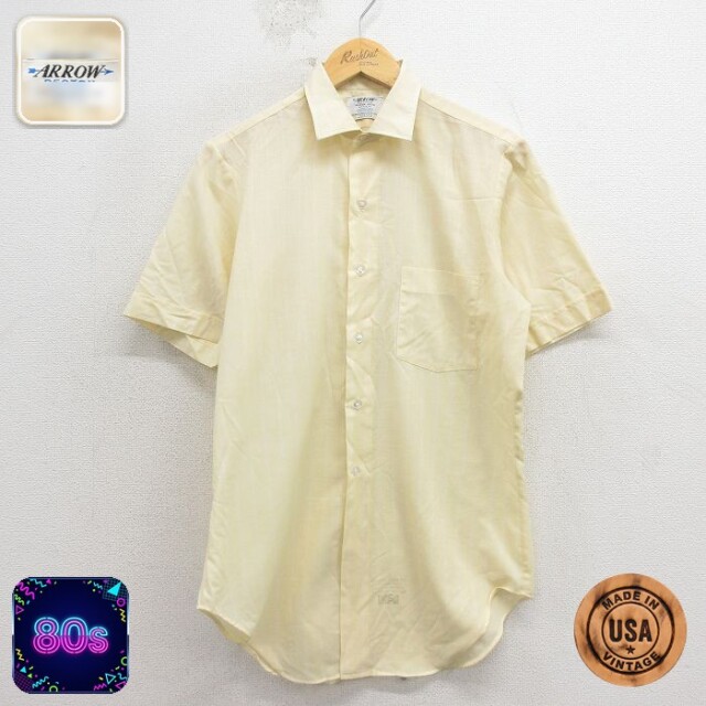 【20%OFF】アロー 80s 半袖シャツ ストライプ イエロー メンズM相当 | 古着