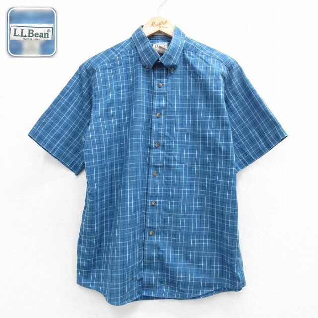 【20%OFF】エルエルビーン 半袖シャツ ネイビーチェック メンズL相当 | 古着