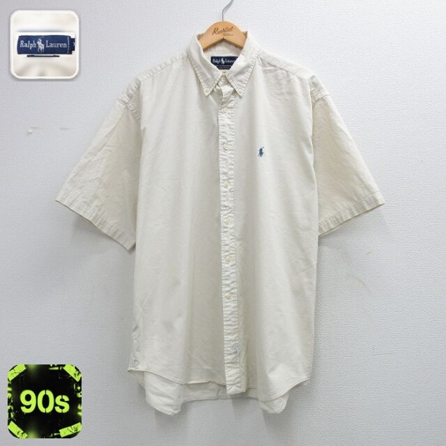 ラルフローレン 90s 半袖シャツ ワンポイントロゴ 生成り メンズXL相当 | 古着