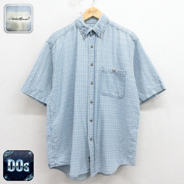 【20%OFF】エディーバウアー 00s 半袖シャツ ネイビーチェック メンズXL相当 | 古着