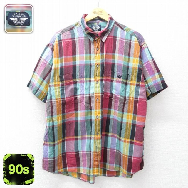 【20%OFF】ドッカーズ 90s 半袖シャツ レッドチェック メンズXL相当 | 古着