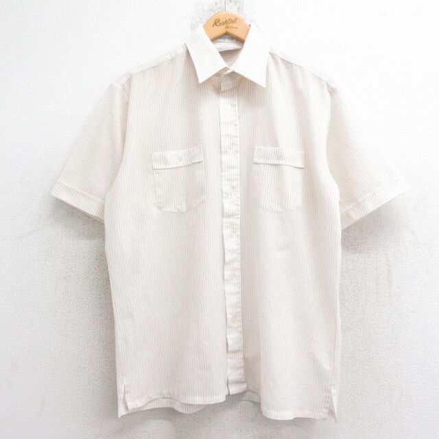 80s 半袖シャツ ストライプ ホワイト メンズL相当 | 古着