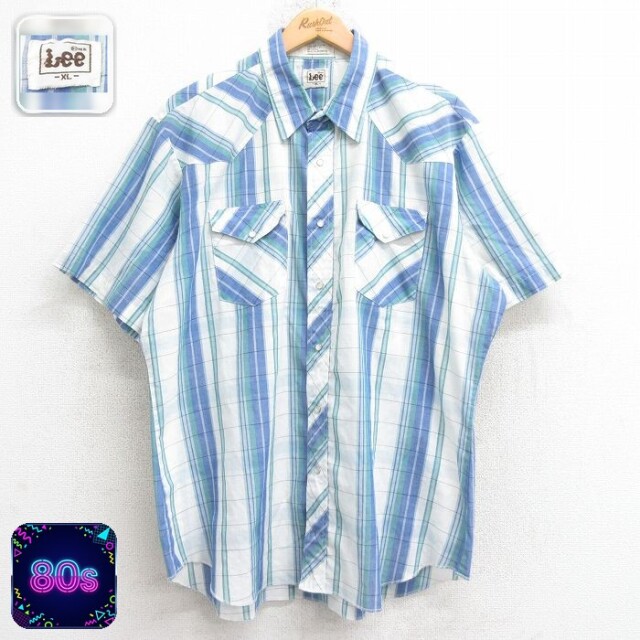 【20%OFF】リー 80s 半袖ウエスタンシャツ ネイビーチェック メンズXL相当 | 古着