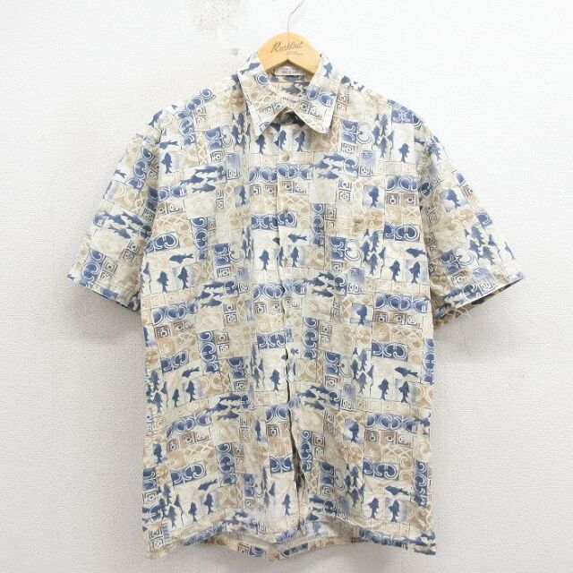 ピエールカルダン 90s 半袖シャツ 魚 ベージュ XL | 古着