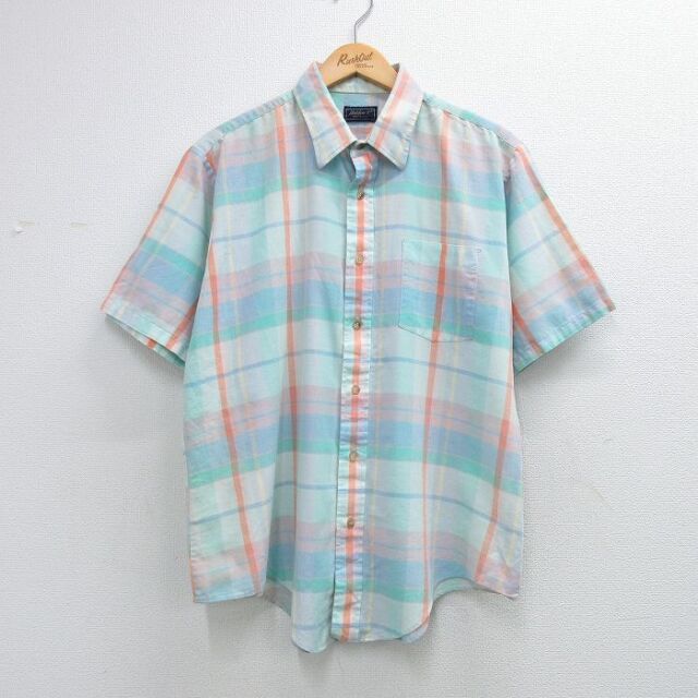 90s 半袖シャツ ネイビーチェック XL | 古着