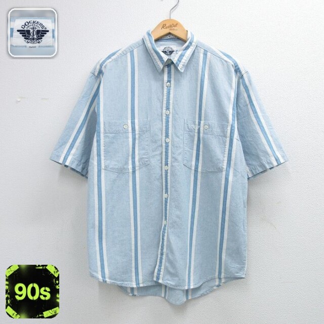 【20%OFF】ドッカーズ 90s 半袖シャツ ワンポイントロゴ ネイビー メンズXL相当 | 古着