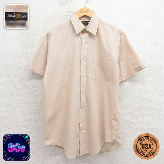 【20%OFF】80s 半袖シャツ ベージュ メンズM相当 | 古着