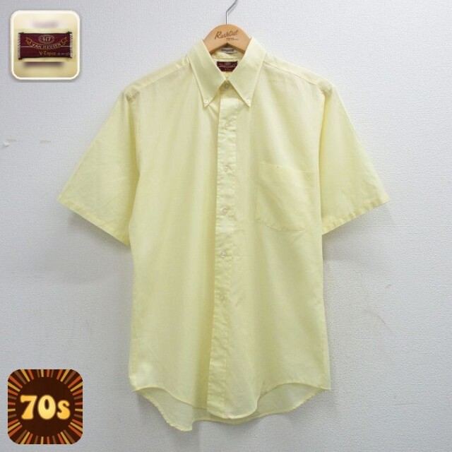 【20%OFF】70s 半袖シャツ イエロー メンズM相当 | 古着