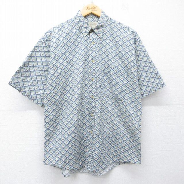 00s 半袖シャツ 総柄 グリーン メンズL相当 | 古着