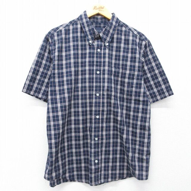 ベーシックエディションズ 90s 半袖シャツ ネイビーチェック メンズL相当 | 古着