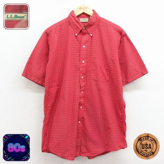 【20%OFF】エルエルビーン 80s 半袖シャツ レッドチェック メンズL相当 | 古着