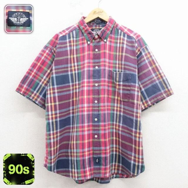 【20%OFF】ドッカーズ 90s 半袖シャツ ネイビーチェック メンズXL相当 | 古着