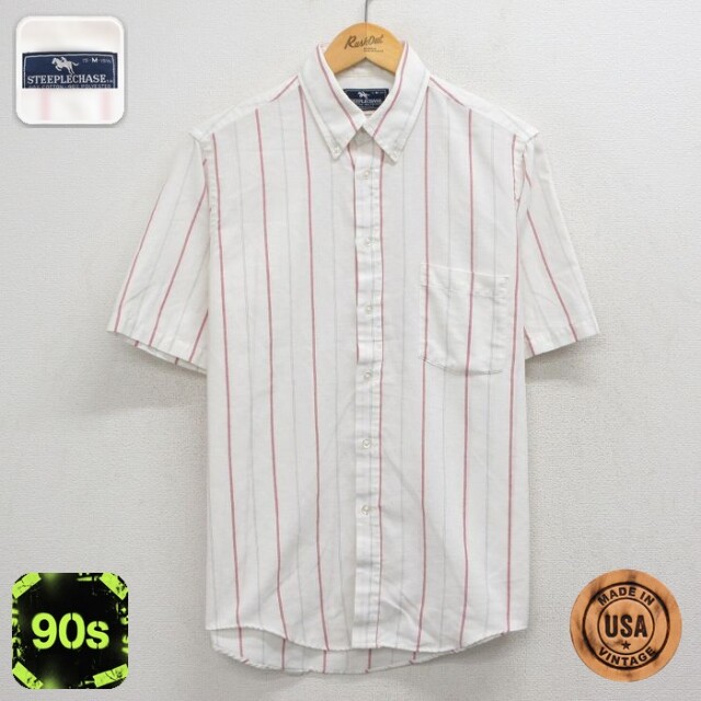 【20%OFF】90s 半袖シャツ ストライプ ホワイト メンズL相当 | 古着