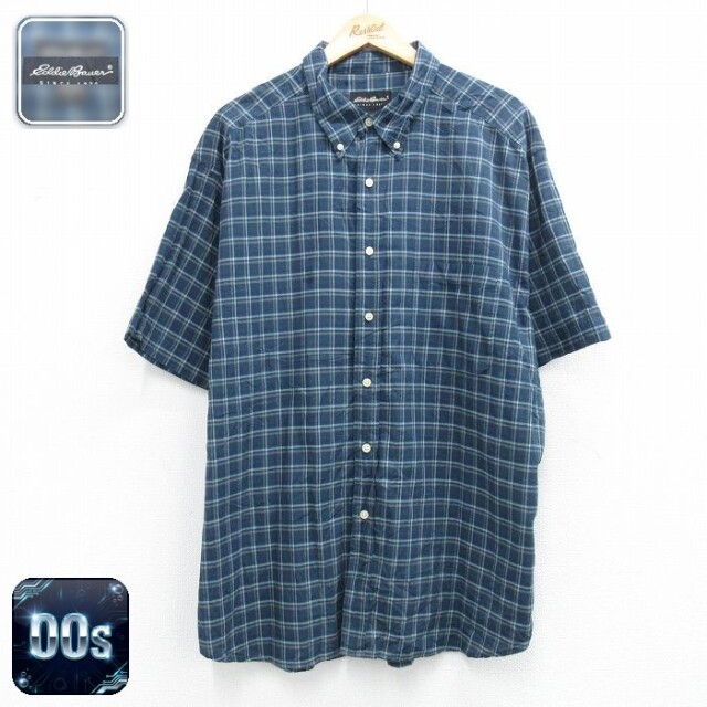 【20%OFF】エディーバウアー 00s 半袖シャツ ネイビーチェック メンズXL相当 | 古着