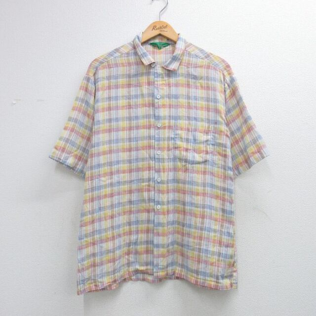 80s 半袖シャツ ホワイトチェック メンズL相当 | 古着