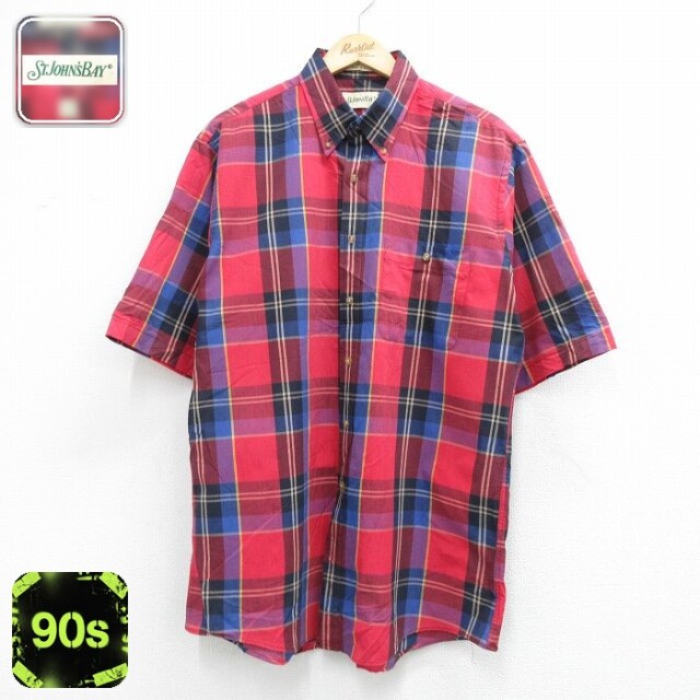セントジョンズベイ 90s 半袖シャツ レッドチェック メンズXL相当 | 古着