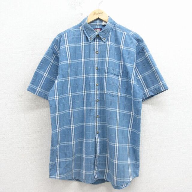 FADED GLORY 00s 半袖シャツ ネイビーチェック メンズXL相当 | 古着