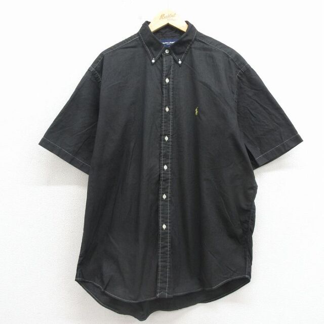 ラルフローレン 90s 半袖シャツ ワンポイントロゴ ブラック メンズXL相当 | 古着