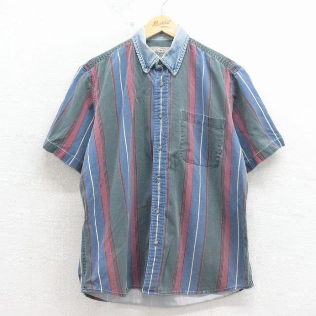 レッドヘッド 00s 半袖シャツ ストライプ ネイビー L | 古着